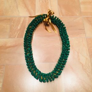 NWOT Graduation Lei Handmade Green & Gold Plumeria Spiral Ribbon Lei